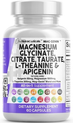 Clean Nutraceuticals Magnesium Glycinate Complex 1000mg with L-Thea... Fast Ship