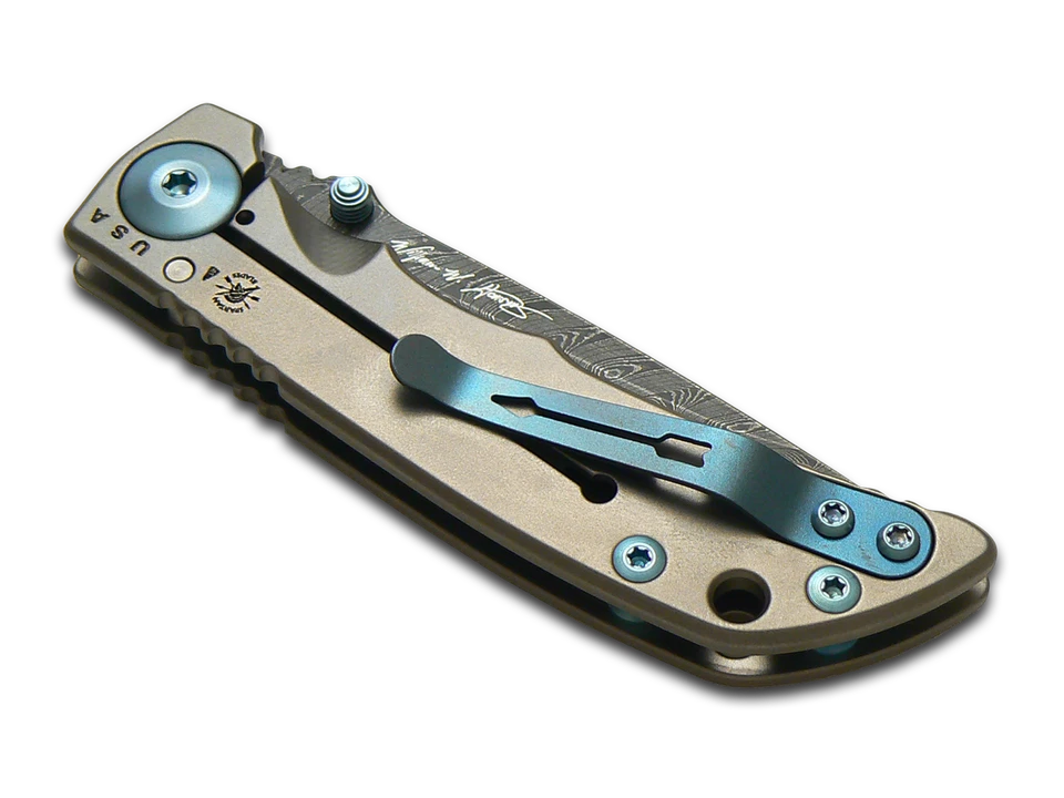 Spartan Blades Harsey Folder 3.25 SF10DMBL Titanium Damascus Steel Pocket Knife - Image 2 of 2