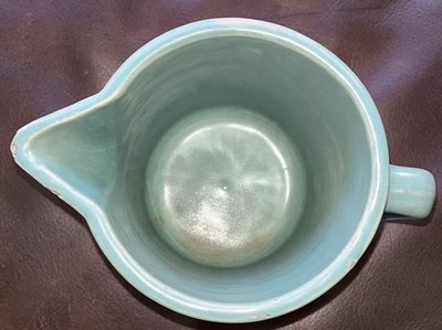 Vtg J.A. Bauer Pottery Jade Green Ringware Dutch Style Pitcher 5