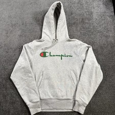 Champion Reverse Weave Pullover Hoodie Sweatshirt Men s Small Gray Graphic Logo