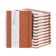 Spiral Notebooks Journal for Women Men 12 Pack Bulk Leather Hardcover with Pe...