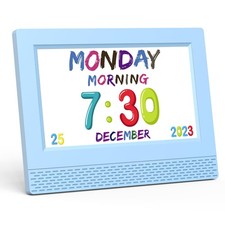 Kids Digital Alarm Clock Colorful, 7 Large LED Time Display Childrens Sleep T...