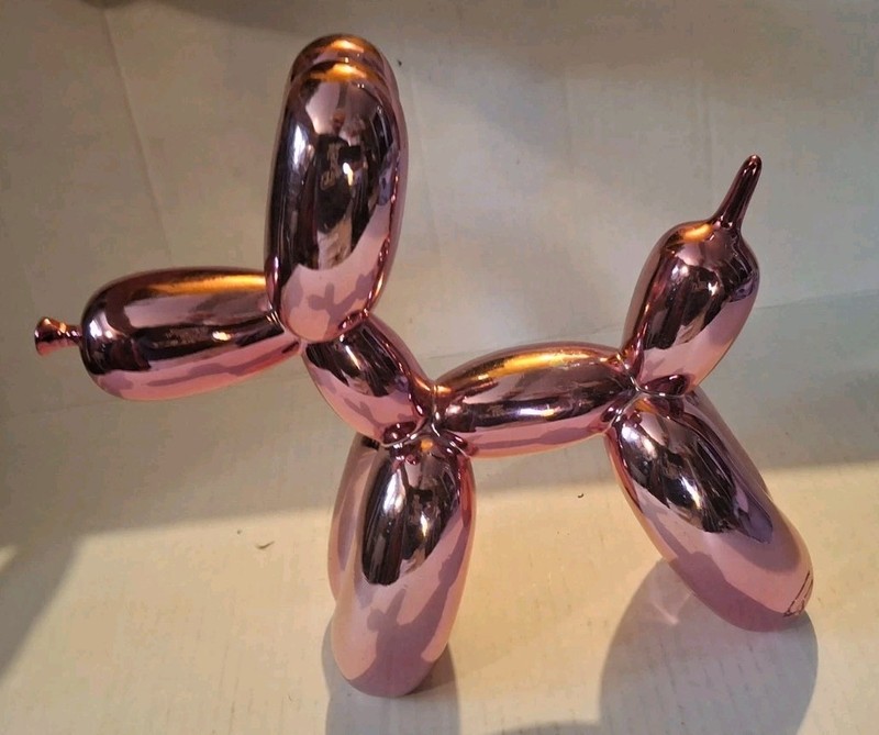 Signed GP Contemporary Pop Art Balloon Dog Sculpture Silver Chrome Finish 10x10