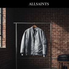 AllSaints Men  s Gray Lightweight Bomber Jacket