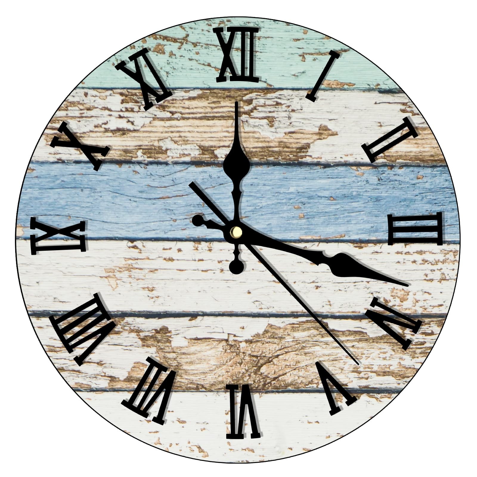 12 Inch Rustic Farmhouse Wooden Decorative Round Wall Clock for Bathroom Kitchen