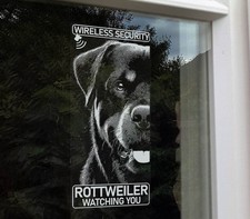 Rottweiler Wireless Security, Beware of the Dog, Home Window Sticker Sign -V11BW