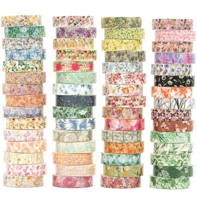 YUBX Flowers Washi Tape Set 60 Rolls Floral Patterns Decorative Skinny Blooms...
