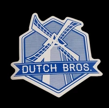 DUTCH BROS Coffee Sticker Decal Older Blue White Windmill Design Rare