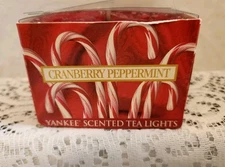 ❤️‍🩹🍬Yankee Candle 12 Scented Tea Lights  Cranberry Peppermint Scent NOS Rare 