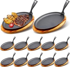 12 Pack Cast Iron Fajita Skillet Set 10.63x6.89" Sizzling
