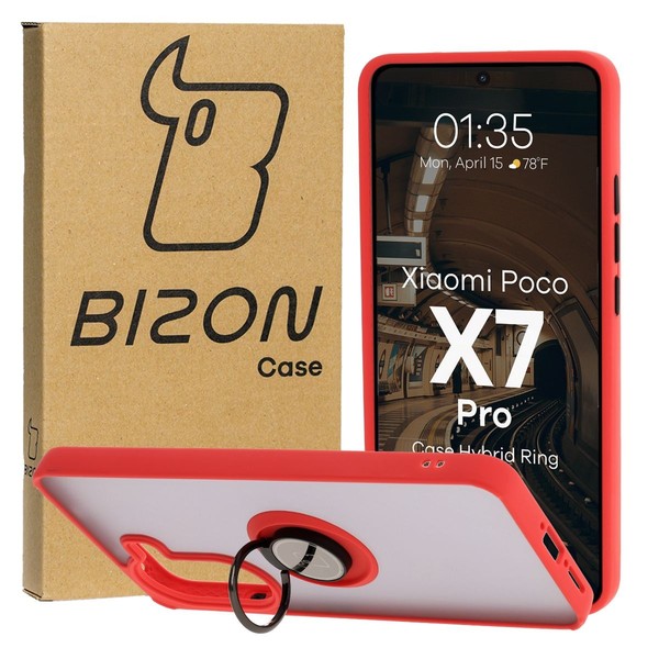 HandyhüLle Mit Fingergriff FüR Xiaomi Poco X7 Pro Bizon Case Cover GetöNt / Rot-image