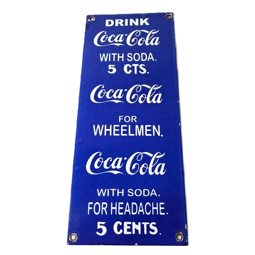Vintage Coca Cola Porcelain Sign - Drink Soda Bottles Gas Pump Service Sign