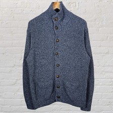 J.Crew Sweater Cardigan Cable Knit Fisherman Cotton Blue Mens Large