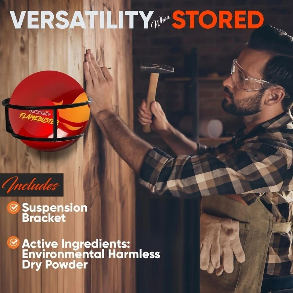 SereneLife Automatic Fire Ball Extinguisher W/ Mounting Bracket- Fire Safety - Image 4 of 4