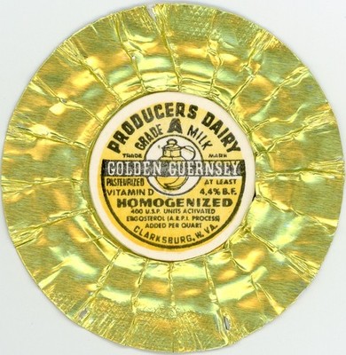Milk Bottle Cap Cover - Producers Dairy - Clarksburg, WV (West Virginia)