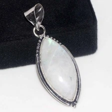 925 Silver Plated Rainbow Moonstone Pendant Handmade Jewelry Size 2" MJ