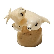 Signed, Inuit Carving Of Mother Seal And Her Pup, Alaska