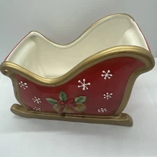 Fitz & Floyd FESTIVE BELLS Santas Sleigh CANDY DISH Planter CHRISTMAS