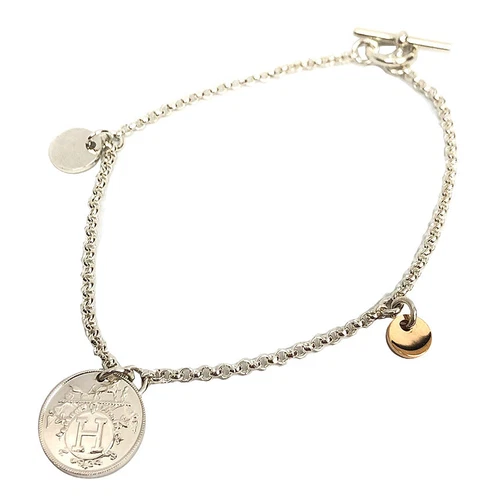 HERMÈS Vendita Bracciale Hermes Exlibris PM ST argento oro rosa chiusura a levetta AG925 aq7099