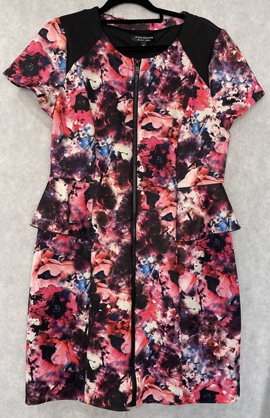 Jayson Bunsdon Black Label Short Sleeve Dress Floral Lined Size 14 Women’s Work