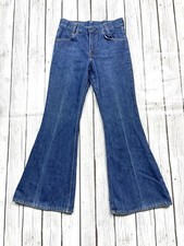 Vintage JC Penney Bell Bottom Flare Talon Blue Denim Jeans 27x29 Read