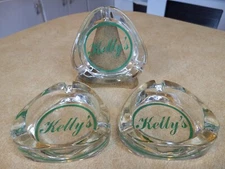 Lot of 3 Kelly's Glass Triangle Ashtray MCM Space Age No Chips or Cracks