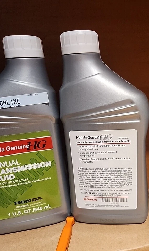LÍQUIDO DE TRANSMISIÓN MANUAL 3 CUARTOS OEM HONDA ACURA "MTF" 08798-9031 Foto 2 de 2