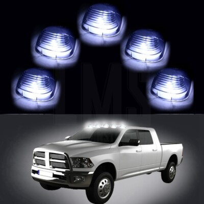 5x Roof Running Cab Marker Light Smoke Lens +Amber LED Bulb For Ford F-350 F-450