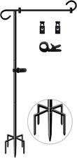 51 Inch Tall Garden Flag Stand Holder with 5 Prong Base, Yard Flag Pole Holder f