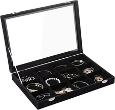 Two 12 Grid Case Bracelet Organizer Display Box,Earrings or Bracelet Storage Box