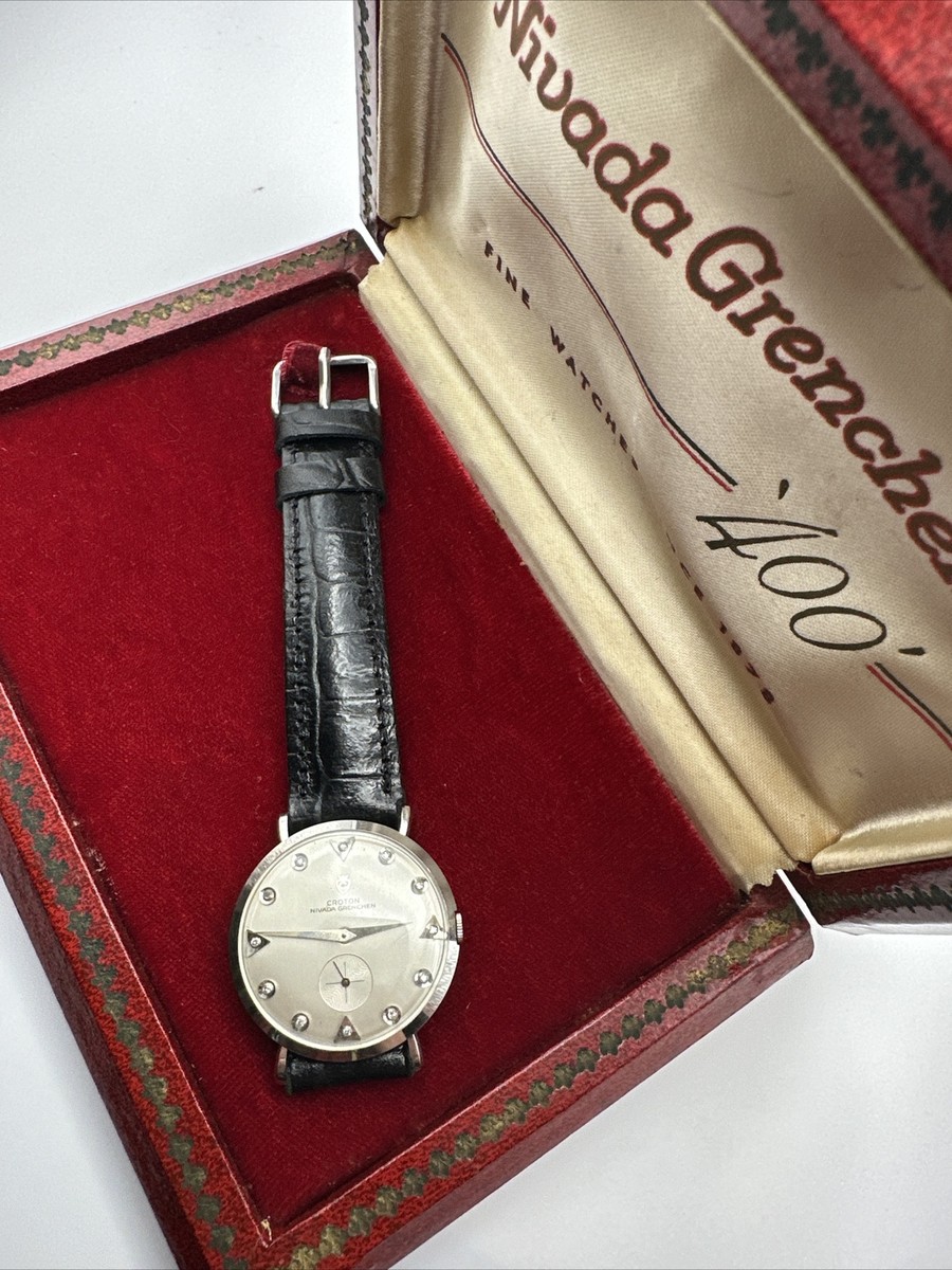 Croton Nivada Grenchen Diamond 14k Gold Watch