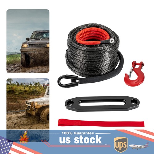 Synthetic Winch Line Cable Rope With Sleeve + Winch Hook 1/2"x92ft For ATV UTV - Picture 2 of 44