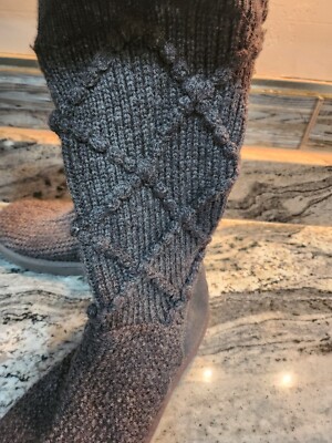 UGG Boots Womens Classic Argyle Knit Gray Sweater Sock Tall Winter