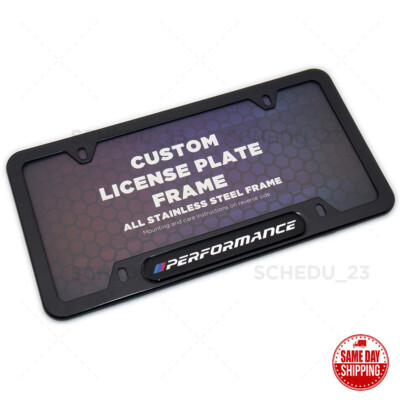 For B-M-W M Performance Sport License Frame Plate Cover Stainless Steel Black