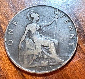 1903 UK Great Britain British England One Penny C256