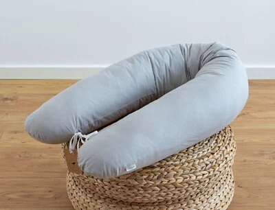 LOOLAY 100% GRAU Baumwolle Seitenschläferkissen Stilllkissen Schwangerschaftskissen