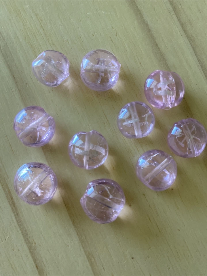 10 cuentas de vidrio de murano redondo de lámina de plata rosa 12-13 mm - Joyería hágalo usted mismo Foto 2 de 3