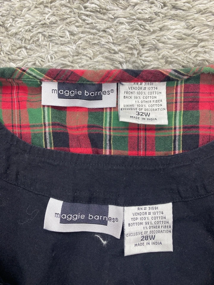 Vestido Maggie Barnes 28W Chaleco 32W Negro Terciopelo Cuentas Floral Tartán Cuadros Conjunto de 2 piezas Foto 2 de 4