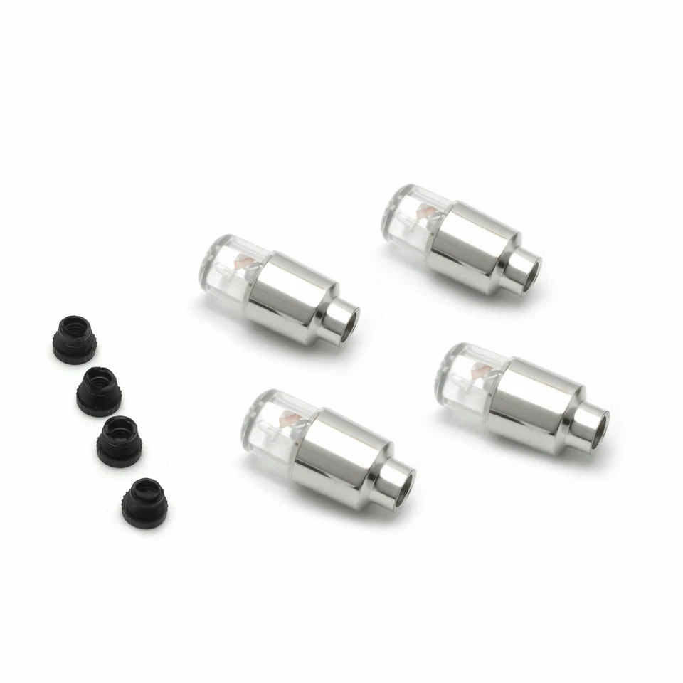 4x Lâmpada LED vermelha pneu roda pneu válvula de ar haste tampa luzes para carro motocicleta bicicleta - Imagem 3 de 4