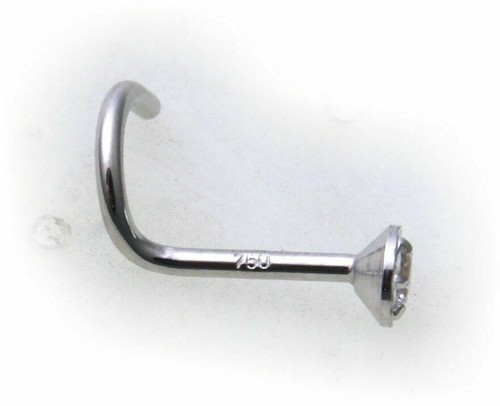 Piercing Nose Real Gold 750 Zirconia Nose Stud White Gold White New - Picture 4 of 4