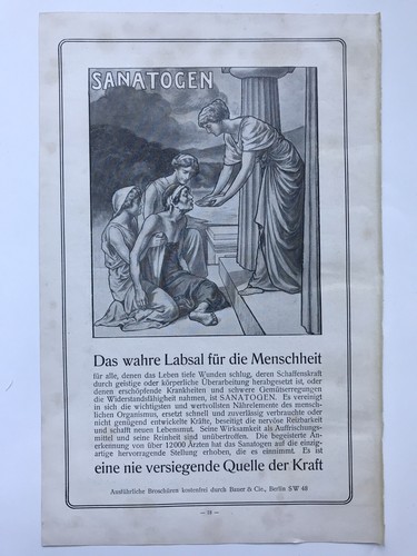 1909 BERLIN Original Werbung Werbeanzeige Sanatogen Bauer & Cie.