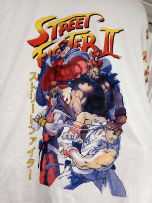 Street Fighter 2 Graphic Shirt Size XL Capcom Official White Akuma