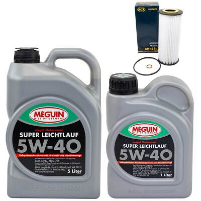 Motoröl Set 5W-40 vollsynth Meguin 6 Liter + Ölfilter für BMW 3er 318d 320d E46
