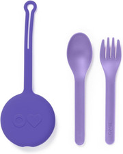 box Kids Utensils Set with Case - 2 Piece Plastic, Reusable Fork and Spoon Si...