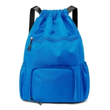 Sports Drawstring Backpack Gym Sack with Shoe Compartment, Durable Oxford Fab...