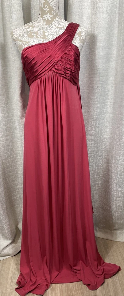 David’s Vestido de Novia Un Hombro Talla 12 Vestido Formal Boda Rosa Profundo/Rojo Foto 3 de 4