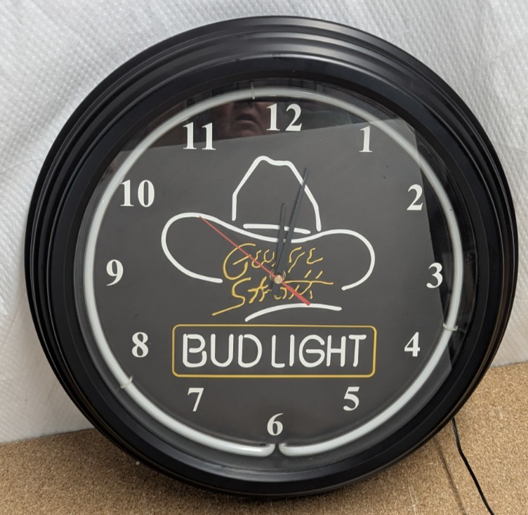 NEW Vintage 1990s Bud Light George Strait Purple Neon Lighted