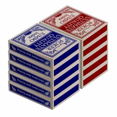 100% Plastic Playing Cards - Poker Size Jumbo Index - 10 Decks - Bulk Lot