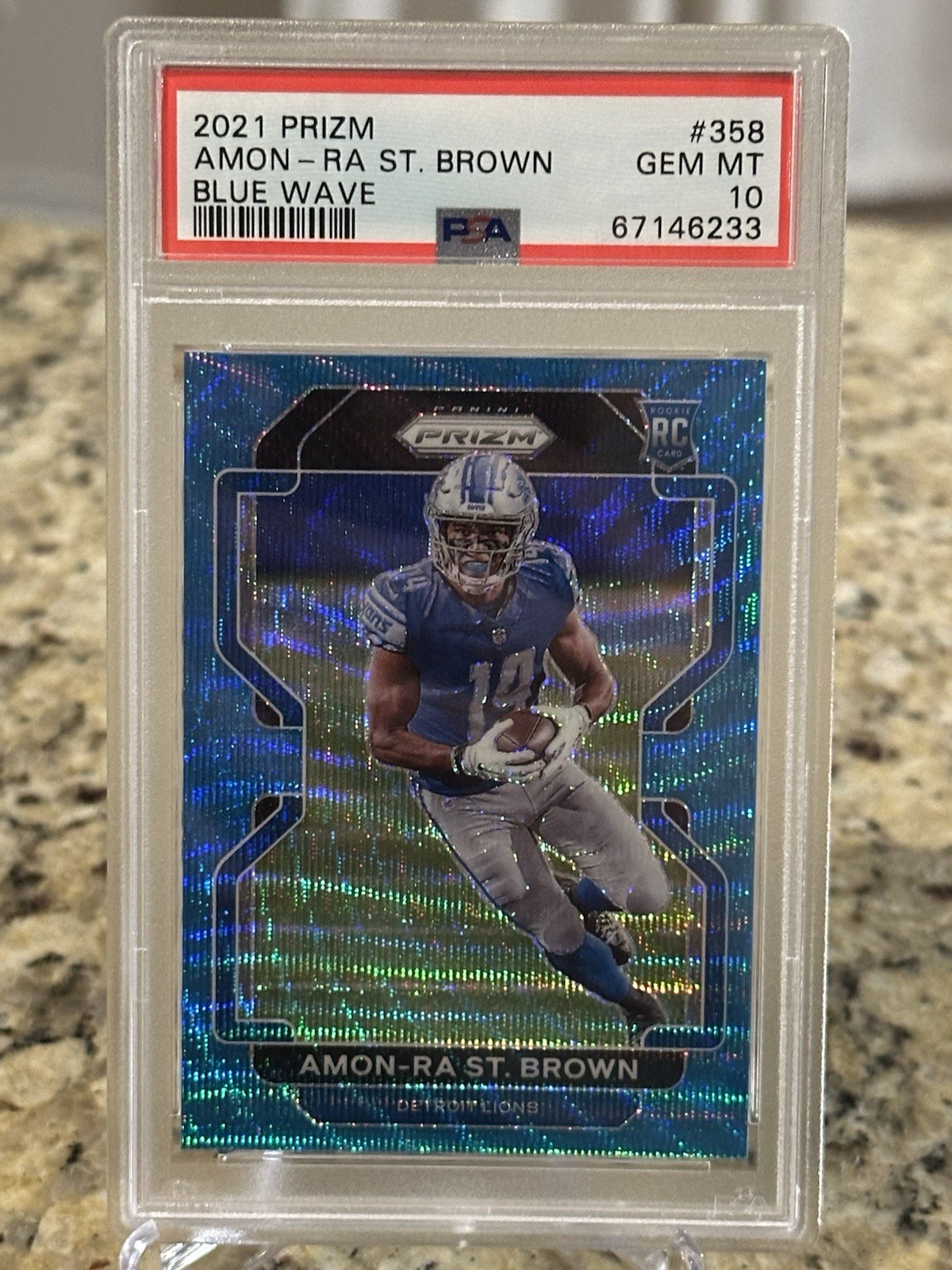 2021 Panini Prizm - Rookie Amon-Ra St. Brown #358 Blue Wave Prizm /199 (RC)