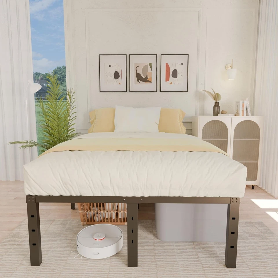 Marco de cama de metal negro tamaño king - 3000 libras de capacidad, características de eliminación de ruido Foto 4 de 4